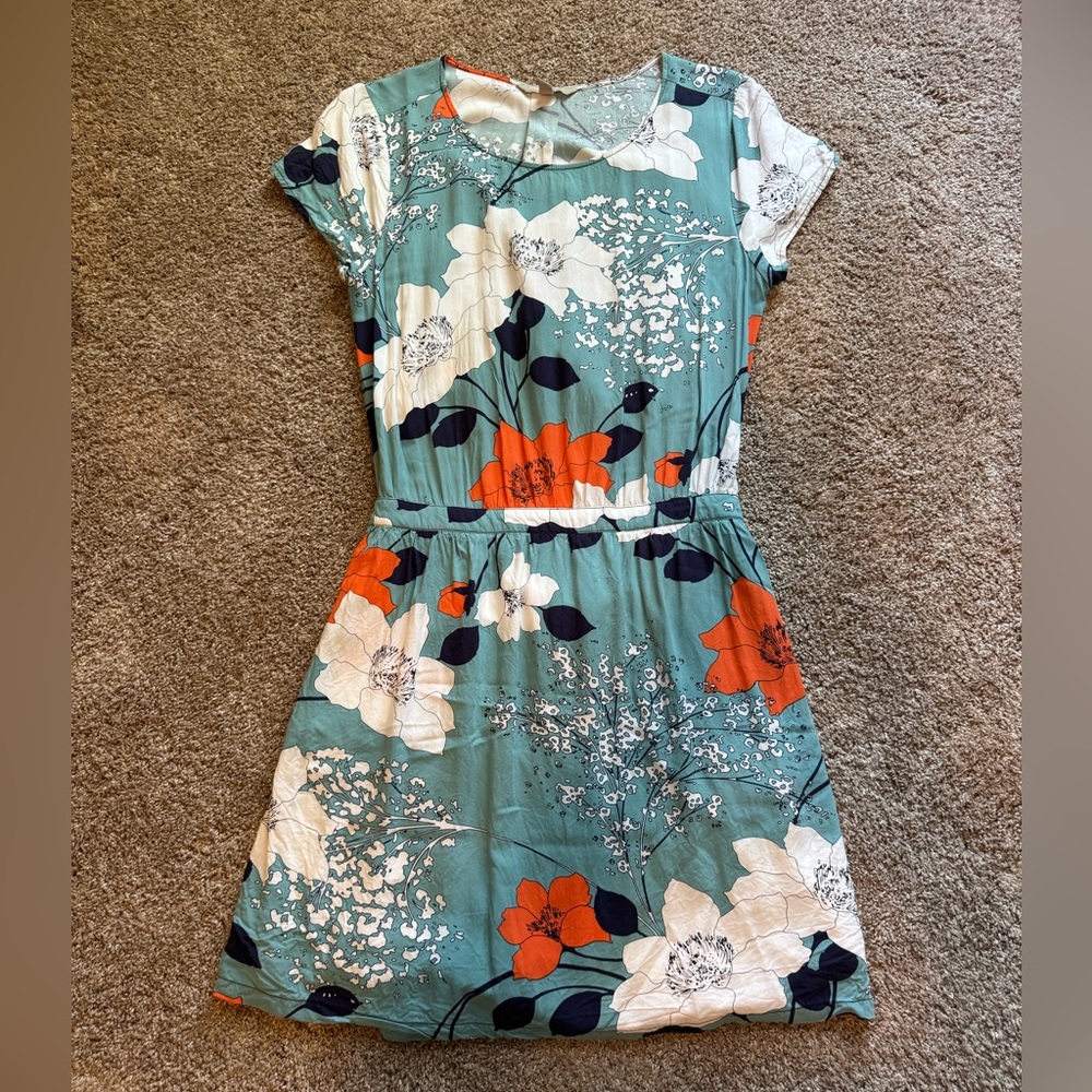 Banana Republic Teal and Orange Floral Dress